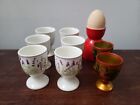 Vintage Egg Cup Lot 9 & Wood Egg