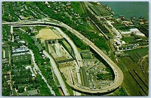 Lincoln Tunnel Entrance Weehawken NJ birds eye view aerial c1960 postcard unp