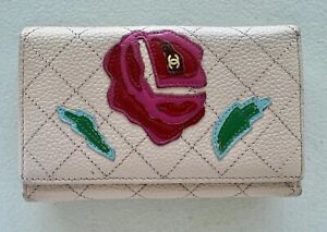 Chanel Rose Camellia Pink Blush Leather Wallet RARE