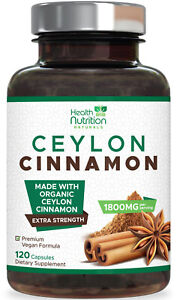 Pure Cinnamon Capsules, True Sri Lanka Certified Organic Ceylon Cinnamon Pills