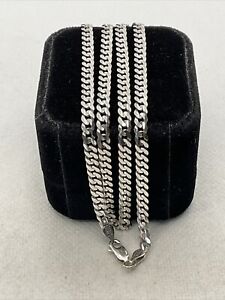 ITALY Solid 18K White Gold Diamond Cut CUBAN CURB Link Chain Necklace 11.8gr.