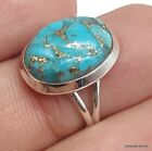 Natural Blue Copper Turquoise 925 Solid Sterling Silver Ring All Sizes Available