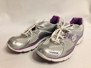 SKECHERS Tone Ups 11752 Silver Purple Athletic Fitness Shoe Sneaker Womens Sz 10