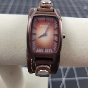 Fossil watch for women Brown leather band Brushed Bronze