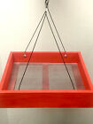 Wood Bird Feeder-Hanging Platform galvannealed metal mesh seed tray-Painted Red!
