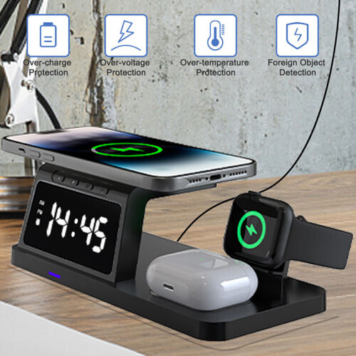 4in1 Fast Wireless Charger Station Dock For Apple Watch iPhone 15 14 13 Pro 12 X