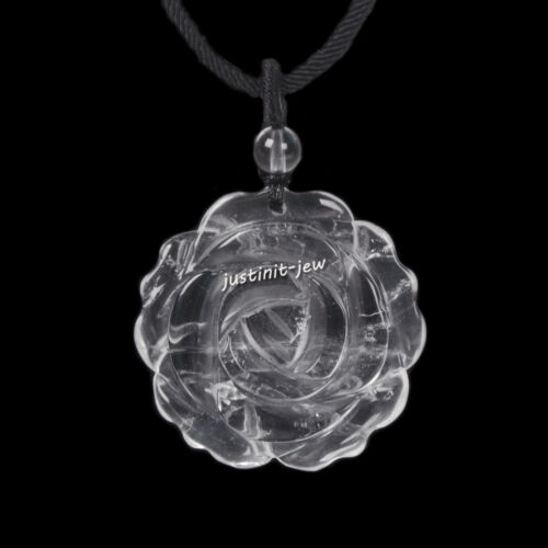 35mm Carved Gemstone Reiki Rose Flower Pendant Charm Healing Necklace 22 inch
