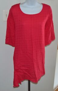 NWT ~ Fenini Pink Dress Asymmetric 3/4 Sleeve 100% Cotton Ladies Sz S