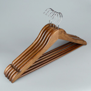 200x Retro Smooth Finish Wooden Coat Hangers Dress Mens Suits Pants Bar Hanger