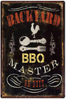 Backyard BBQ Master Metal Tin Sign, Vintage Plate Plaque