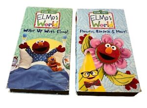 Lot Of 2 Elmos World Wake Up With Elmo & Flowers, Bananas & More VHS Sesame Str