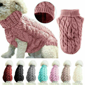 Small Dog Knitted Sweater Turtleneck Thermal Jumper Puppy Cat Warm Clothe Winter