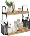 Bathroom Countertop Organizer with 2 Hanging Baskets, 2-Tiered Skincare and Cosm
