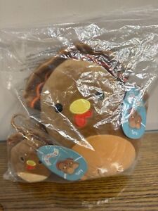 Squishmallow Terry the Turkey Brown Beige Thanksgiving Set Two 8” + 4” Clip NWT