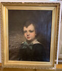 Antique 19th c. Oil Painting on Canvas Portrait of a Boy