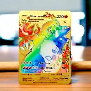 Charizard VMAX Rainbow Gold Metal Pokémon Card Collectible/Gift/Display