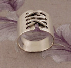 Shoes Statement Band Ring 925 Sterling Silver Plain Wide Band Thumb Ring Size