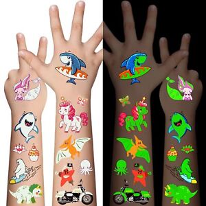 310pcs Luminous Temporary Tattoos For Kids,Mixed Styles Glow In The Dark Tatt...