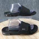 Reef Sandals Mens 12 Fanning Casual Slip On Slide Black Faux Leather Flats