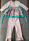 Rare Too Toddler Girls Pink Stripped Ruffled Floral Outfit Shirt & Legging - 4T