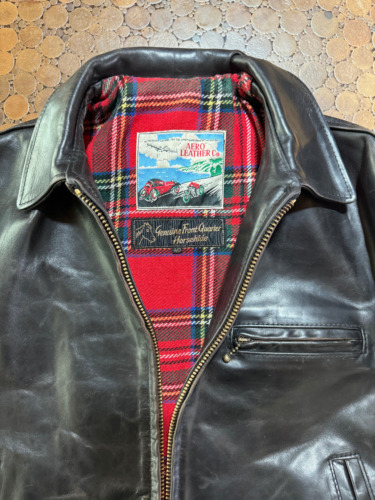 AERO LEATHER Black Horsehide Leather Highwayman Jacket Size 40