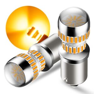 2x 1156 BAU15S 7507 Amber Yellow Turn Signal 54-LED Bulbs 3000K Light Error Free