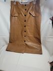 H&M Brown Faux Leather Midi Pencil Skirt Front Button Size 12 NWOT