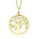 18K Yellow Gold Plated 925 Sterling Silver Tree Of Life Diamond Accent Pendant