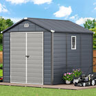 7.9x9.1FT Outdoor Resin Storage Shed w/Lockable Doors All-Weather Plastic Shed