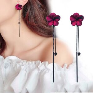 Gorgeous Crystal Zircon Flower 925Silver Earrings Stud Dangle Drop Wedding Women