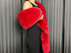 Real fur Shadow blue fox red stole with 2 tails (Saga Furs) Unisex