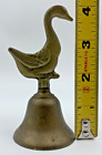 Vintage Brass Standing Goose Duck Bird Stork Figure Bells Gold Taiwan