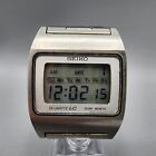VTG Seiko Watch Men 34mm Digital Silver Tone Daydate Month M154-5009 New Battery