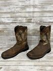 Justin Stampede Camo Mens Leather Waterproof Square Toe Work Boots WK4676 Sz 12D