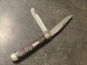 CASE XX USA 6254 2 BLADE REDDISH BROWN BONE TRAPPER KNIFE 1976