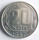 1957 SOVIET UNION 20 KOPEKS - AU/UNC - Rare Date Coin - Lot A30