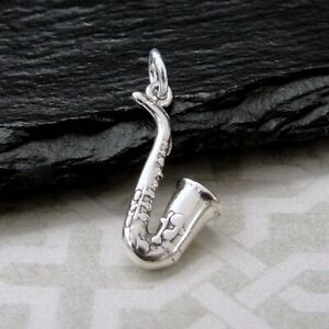 925 Sterling Silver Saxophone Charm - 3D Saxophone Pendant -  Instrument Charm