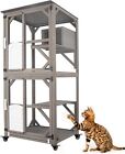 PETSCOSSET Large Cat House Outdoor Cat Enclosures Catio on Wheels with Window