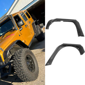 For 07-18 Jeep Wrangler JK 4pcs Wheel Fender Flares Front Rear Tire Coverage (For: Jeep)