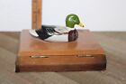 Vintage Wood Playing Card Holder Box with Mallard Duck Two Full Duck Decks