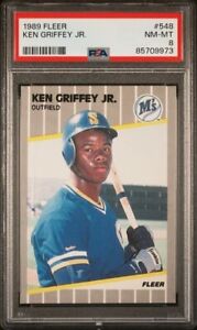 1989 Fleer baseball Ken Griffey Jr Rookie card #548 PSA 8 NM-MT (85709973)