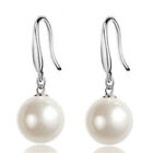 Womens Cultured Freshwater Pearl White/Cream Silver Stud Dangle Earrings Gifts