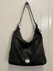 Fossil Maddox Black Pebbled Leather Zipper Closure Hobo Slouch Shoulder Bag
