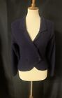 Linda Allard for Ellen Tracy Vintage Wool Cable Knit Navy Blue Cardigan Small