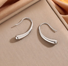Women's Lightweight Stainless Steel Silver Teardrop Hoop Dangle Earrings S13