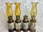 Vintage  Hong Kong Amber Oil Lamps SET of 4 Amber 1970’s Jesus Religious