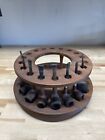 Vintage Deco Smoking Pipe Stand/Spinner Hold 18 Pipes Authentic Walnut W/ 8 Pipe