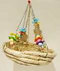 Bird Hanging Nest Swing Woven Straw Large Parrot Toys Bells Activity Enrichment