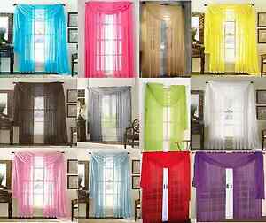 SHEER/ SCARF VALANCE DRAPES Voile Window Panel curtains 20 diff. colors SALE!!