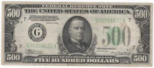 SUNDAY 1934 $500 FRN ((Stunning)) Appears Near UNCIRCULATED